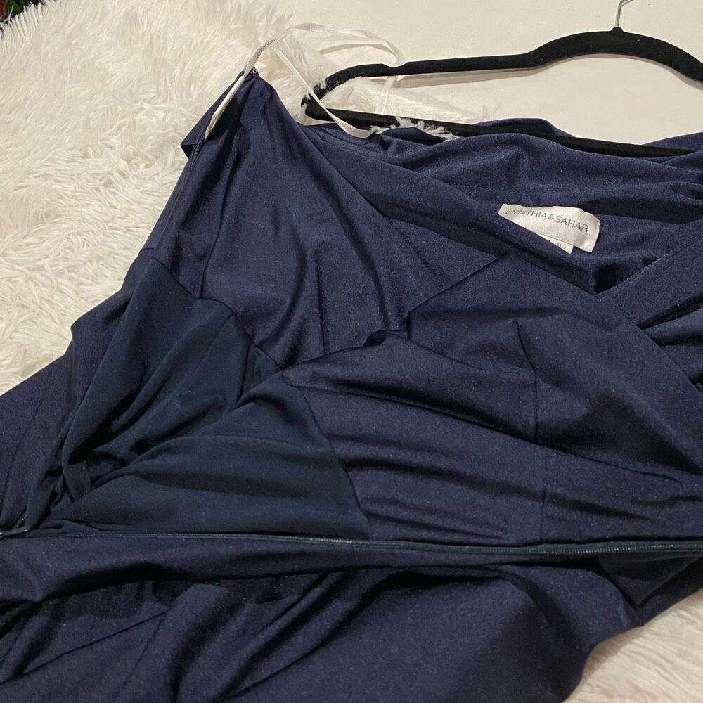 Cynthia & Sahar Luz Luxe Satin Stretch Formal Gown in Midnight Navy Size XXL-A - Picture 8 of 9